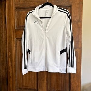 Adidas Classic White with black stripes Climalite Jacket Medium